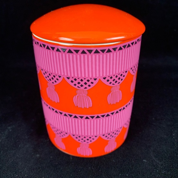 Lor de Seraphina Cynthia Rowley Ceramic Candle Holder Red Trinket Box Excellent - Picture 1 of 11
